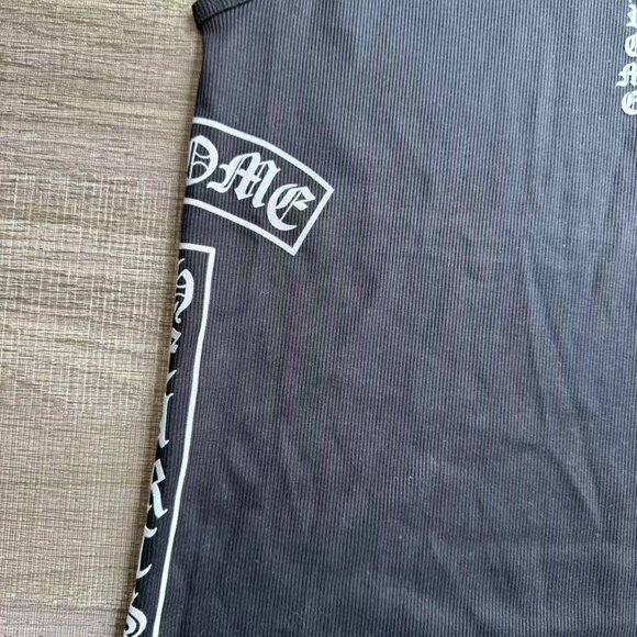 Chrome Hearts ‘T Bar’ Logo Black Ribbed Tank Top - Picture 3 of 6